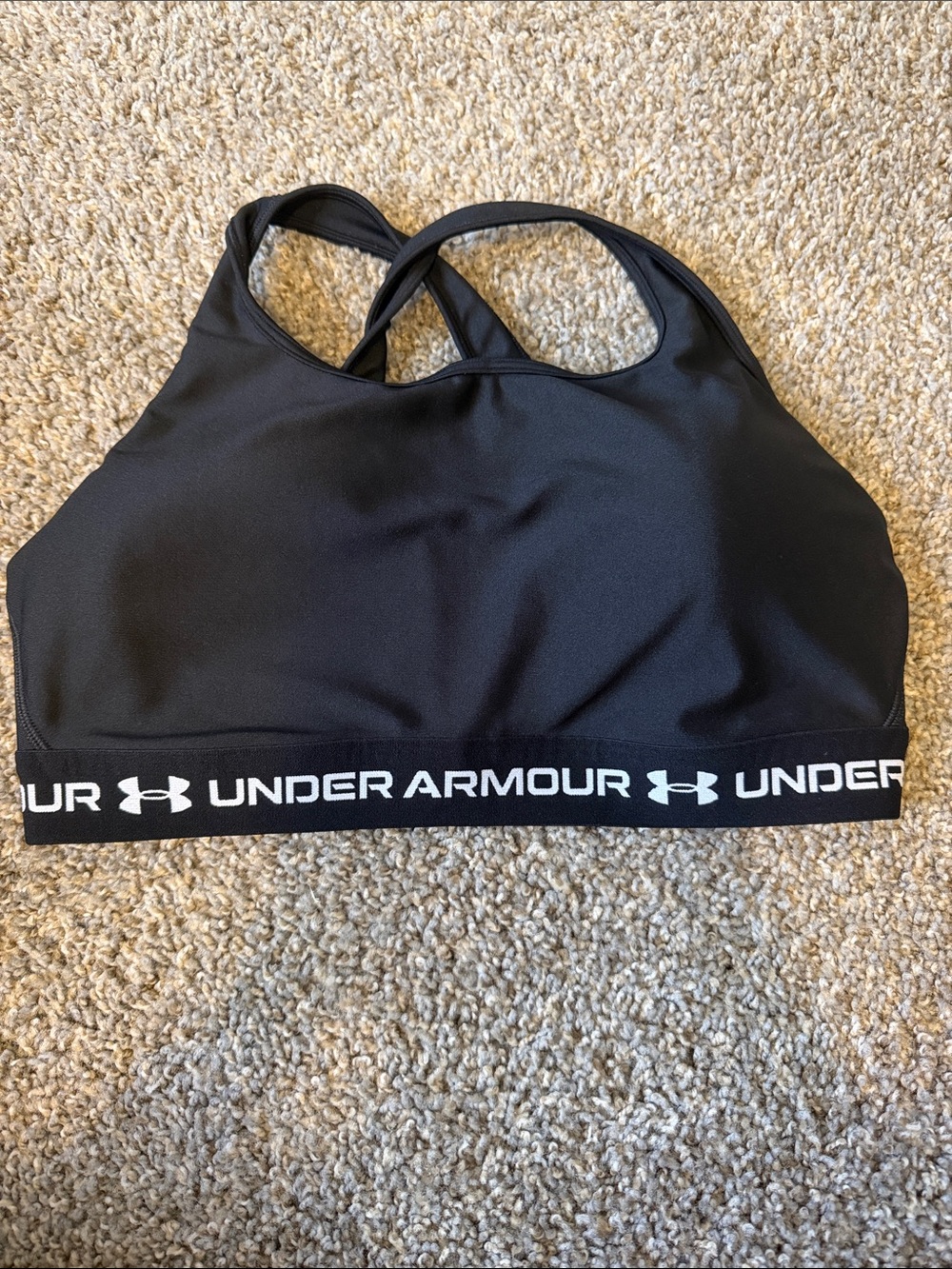 Under Armour Black Racerback Sports Bra with Logo Band With Padding